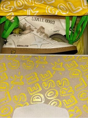 AUTHENTIC Golden Goose White Leather Ball Star kid Sneakers